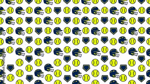 World Softball Day Background with Softball Ball and Bat