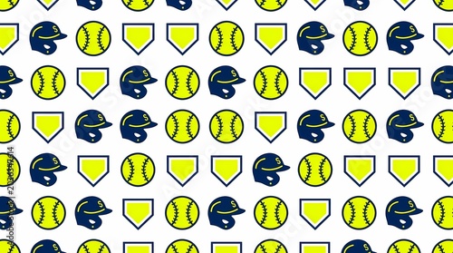 World Softball Day Background with Softball Ball and Bat