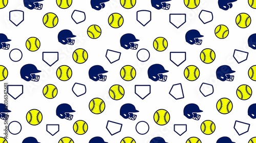 World Softball Day Background with Softball Ball and Bat