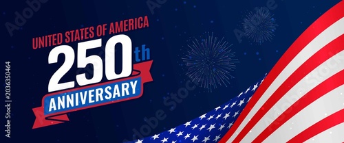 Foto United States 250th anniversary header with bottom right flag