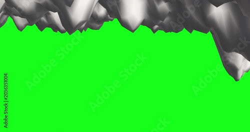 Dynamic abstract grey peaks undulate across a vibrant green screen, creating a versatile, modern background. This visually engaging animation is perfect for creative video transitions.