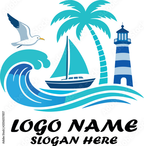 Schilderij op canvas corpus christi beach logo icon vector white background .
