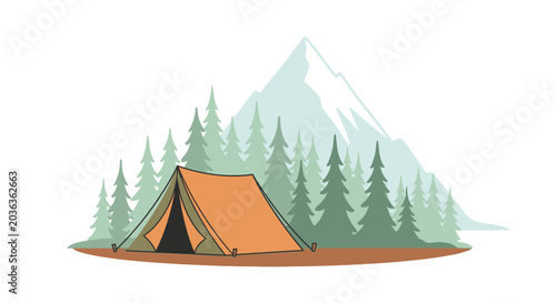 Cuadro en lienzo Orange Tent in the Mountains.