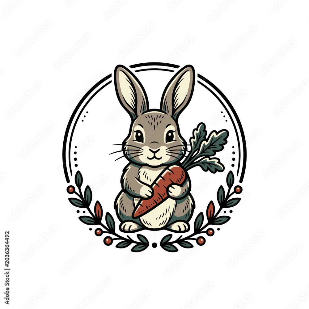 Obraz premium Rabbit carrot logo illustration 202605261300 2.svg