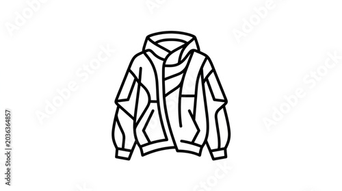 Foto Black and white illustration of a stylish jacket.