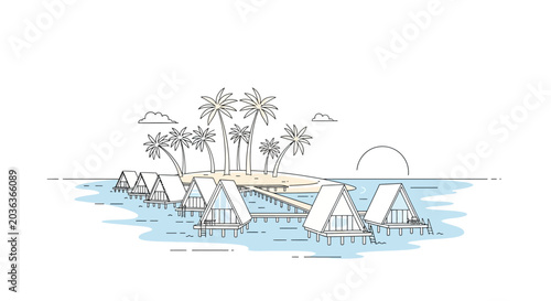 Tableau sur toile Tents on Water Surface Calm Scene.