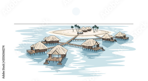Obraz na płótnie Overwater Bungalow Resort Accommodations Stilt.