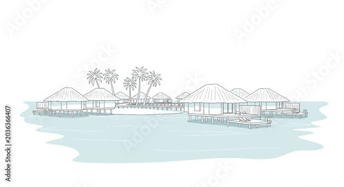 Cuadro en lienzo Water villas resort tropical getaway.