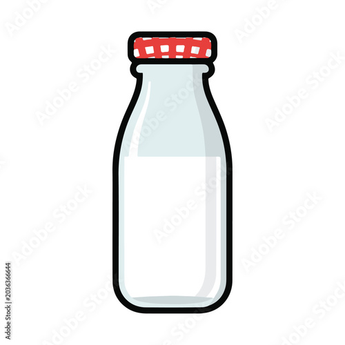 Glass bottle of fresh milk vector