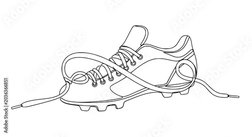 Minimalist Line Art Soccer Shoe with Loose Laces
