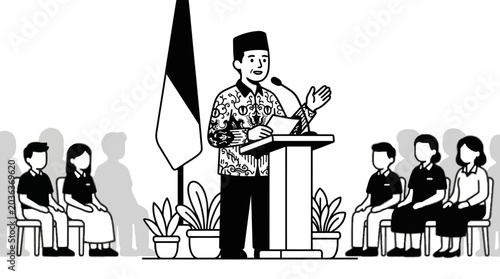 Man Speaking at a Podium Publicly.