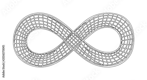 Fotografía Geometric infinity symbol composed of interlocking squares, endless loop