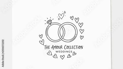 Interlocking Wedding Rings with Hearts.