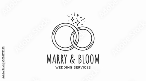 Wedding rings with sparkles and text.