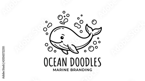 Whale Marine Animal Illustration Logo.