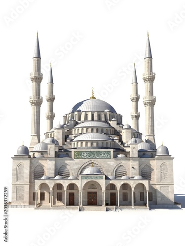 mosque 3d rendering isolated on white background cartoon plastic style icon