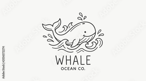 Whale Ocean Company Logo Design.