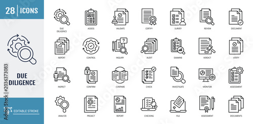 Photos Due Diligence icon set