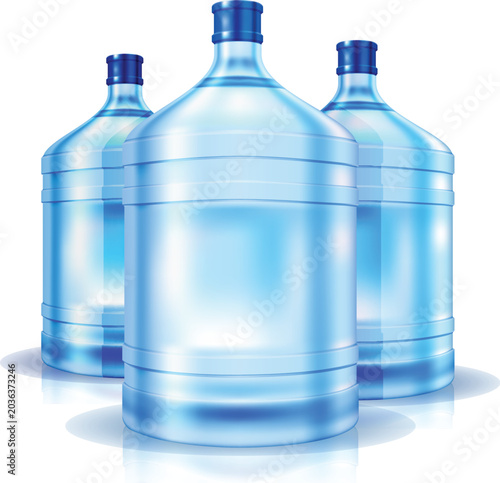 Bild auf Leinwand Two industrial sized transparent drinking water cooler bottles for commercial su