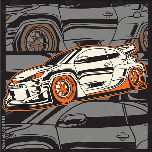 Car Vector Illustration For Conceptual Design. Suitable for posters, stickers, t-shirt prints, and banners.