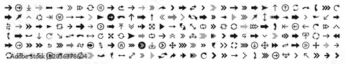 Arrows set of 200 black icons. Arrow icon. Arrow vector collection. Arrow. Cursor. Modern simple arrows. Vector illustration.