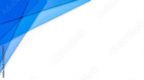 Abstract Blue Geometric Layers Corner Border on White Background