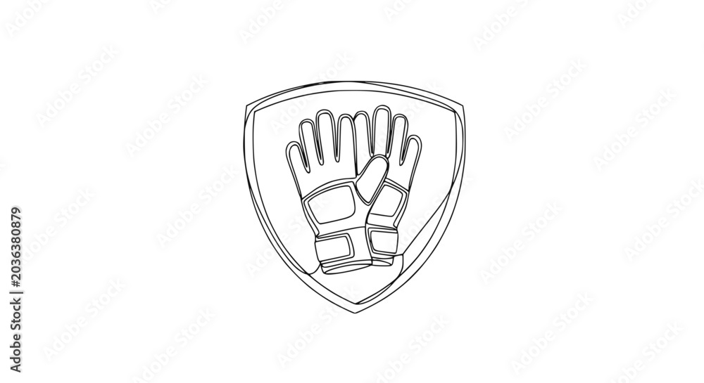 Obraz premium Goalkeeper Gloves Shield Emblem Line Art Icon