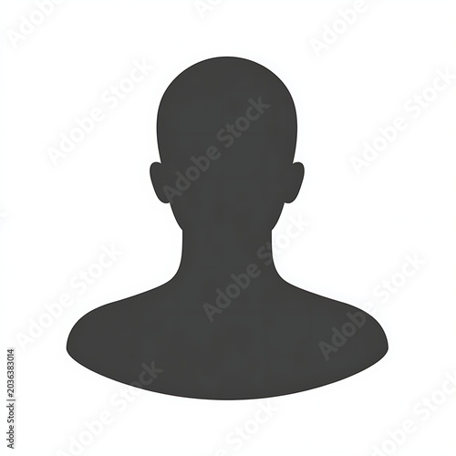 Simple grey silhouette of a person's head and shoulders