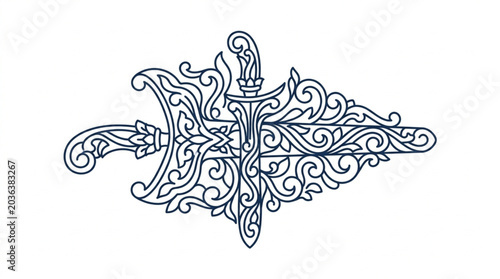 Tableau sur toile Ornate Kris Dagger with Decorative Handle and Blade.