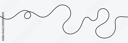 Bild auf Leinwand Continuous squiggle cable line creating abstract wavy vector illustration with flowing squiggles