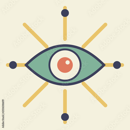 Obraz na plátně Abstract minimalist eye icon with geometric lines representing vision and profes