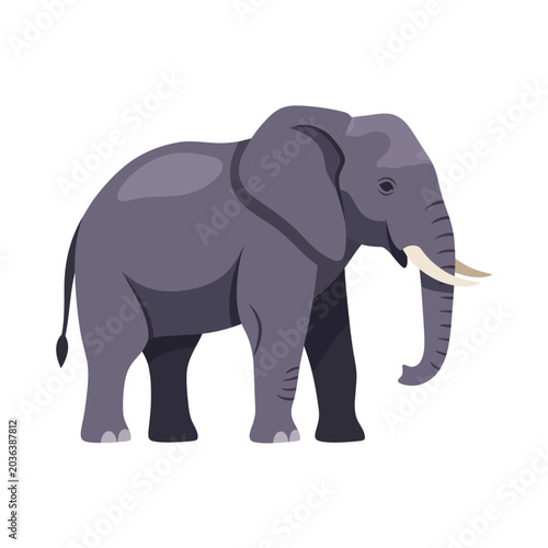Bild auf Leinwand Large Gray Elephant Standing Upright Profile.