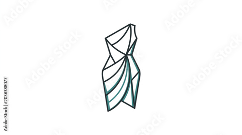 Photos Elegant draped one shoulder cocktail dress illustration.