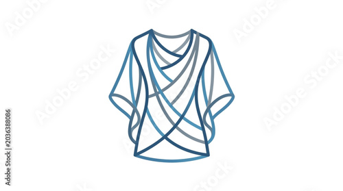 Bilde på lerret Elegant draped blouse with flowing sleeves and V-neckline.