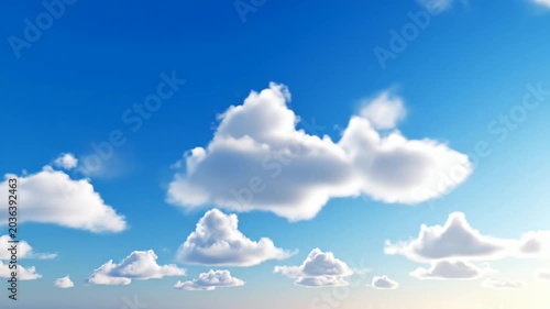 青空と白い雲がゆっくり流れる爽やかな癒やし背景アニメーション