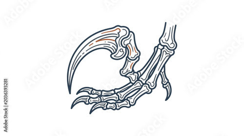 Foto Detailed Illustration of a Dinosaur Foot Skeleton with Sharp Claws