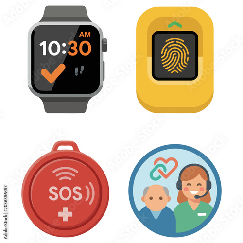 Obraz na plátně A modern smartwatch displays time and health data alongside assistive devices