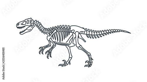 Photography Dinosaur skeleton illustration for educational purposes.
