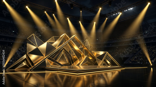 Modern luxury stage with wide screens for football championship, AI generated content
