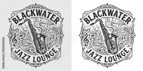 Photos Blackwater Jazz Lounge Saxophone Music Emblem Design
