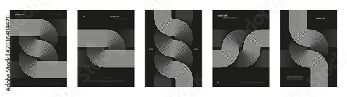 Obraz na płótnie Abstract Black and White Geometric Poster Set