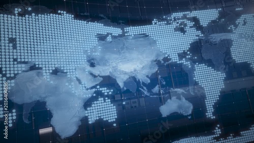 3d render Highly detailed revolving futuristic world map looped