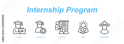 Canvastavla Internship Program web banner icon concept for with icon of Intern, Apprentice, Training, Learn, Experience