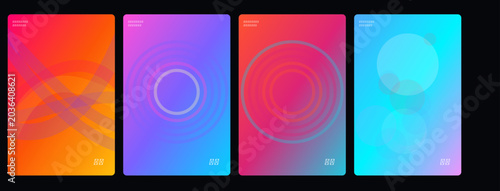 Fotografia Vibrant geometric patterns unfold in a colorful abstract art display on screens