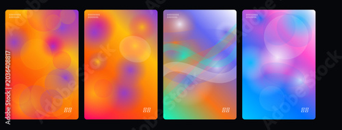 Foto Vibrant colorful abstract art pieces displayed on a wall side by side