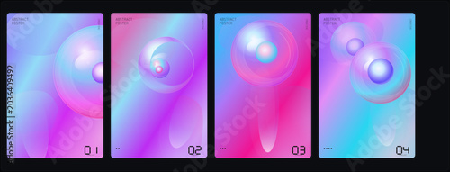 Vibrant colorful bubbles float in air with gradient background and lighting effects
