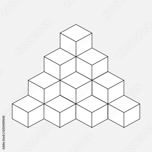 Wh te 3d cube model icon collection. vector