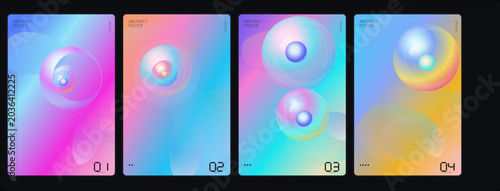 Vibrant colorful bubbles float gently in clear liquid solution with gradient effects.