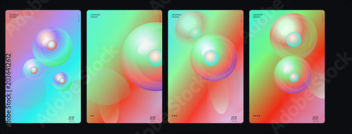 Vibrant colorful abstract art featuring large bubbles floating across screens