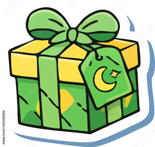 Eid Gift Box with Crescent Moon Tag